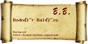 Bodnár Balázs névjegykártya